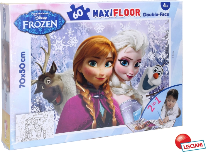 Dvostranska sestavljanka Frozen z Elzo in Ano 70 × 50 cm