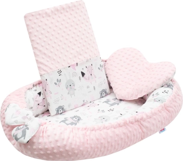 Luxury baby nest with pillow and duvet from pink minky NEW BABY