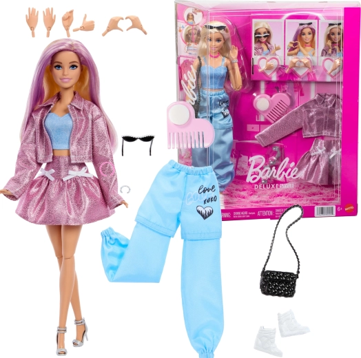 Barbie Deluxe Style modni set z lutko, oblačili in dodatki
