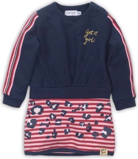 Dirkje dekliška obleka iz jerseya Get it girl! navy s črtastim krilom