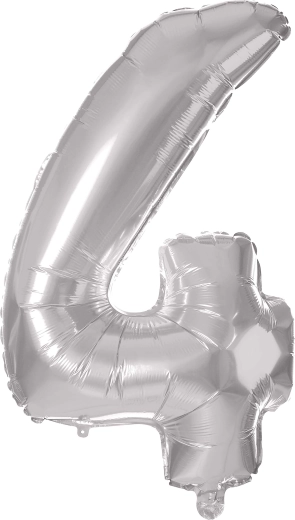 Folijski balon številka 4 30 cm srebrn TORO