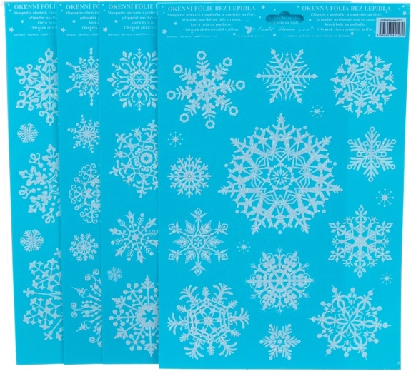 Okenska dekorativna folija – snežinke z bleščicami 20 × 30 cm (4 različice)