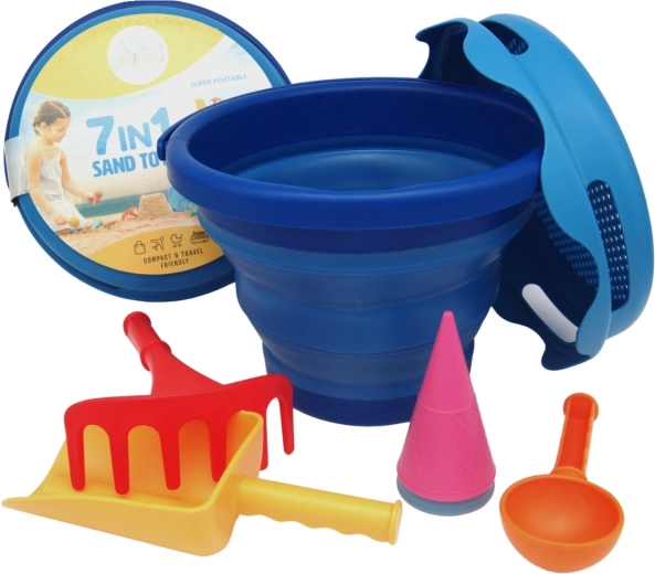 Compactoys zložljiv komplet za pesek 7v1 moder