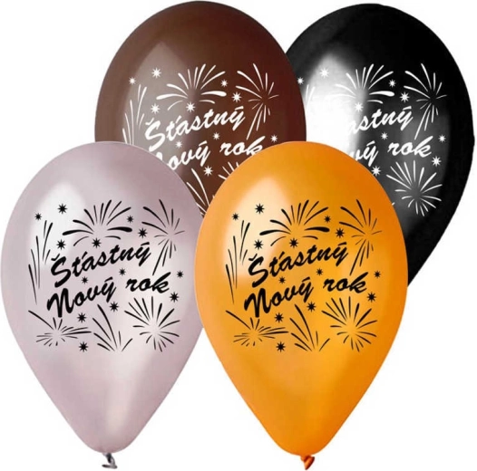 Gemar kovinski lateks balon »Srečno novo leto« 28 cm - 1 kos