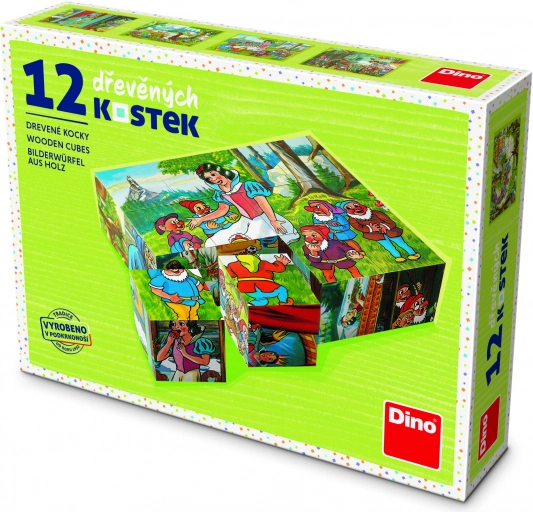 Lesene kocke Sneguljčica 12 kock
