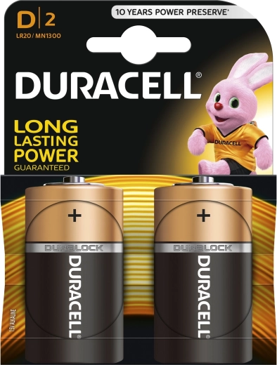 Duracell alkalne baterije D 1,5 V, 2 kos