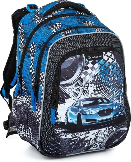 Bagmaster Lumi 23 D school backpack – blue car
