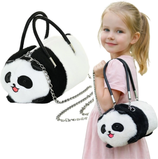 Plišasta otroška torbica Panda z verižico, 20 cm