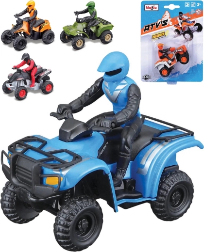 Maisto kovinski štirikolesnik ATV z voznikom 1:75 na povratni navijalni mehanizem - 1 kos