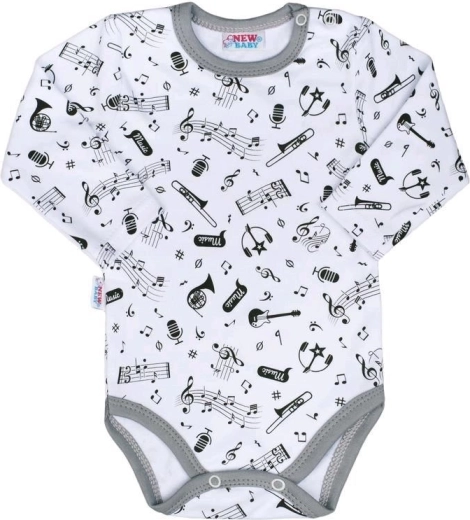 New Baby Music otroški bombažni bodi z dolgimi rokavi
