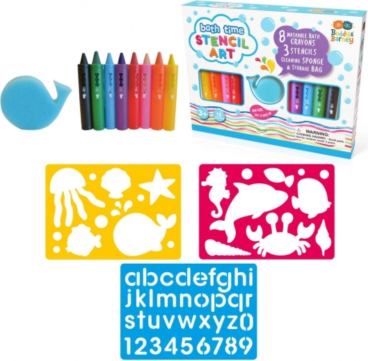 Buddy & Barney bath crayon set with stencils