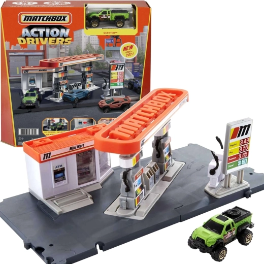 Matchbox Action Drivers bencinska črpalka z avtomobilom Questor