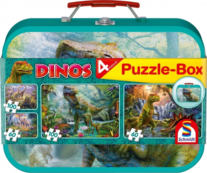 Otroške sestavljanke Dinozavri 4v1 v kovčku