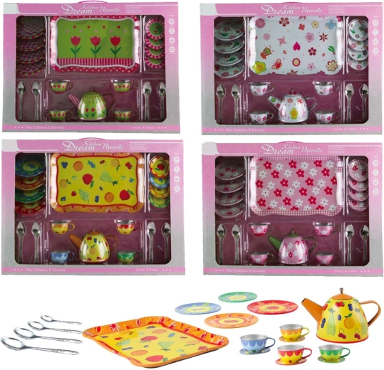 Otroški kovinski čajni set s potiskom, 19-delni