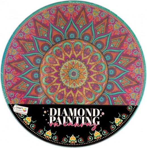 Ustvarjalni komplet za diamantno slikanje – mandala cvet na okroglem platnu 30 cm