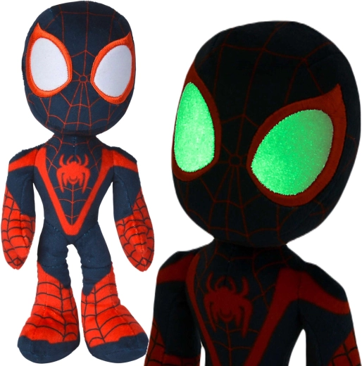 Plišasti Spider-Man Miles Morales s svetlečimi očmi v temi, 25 cm