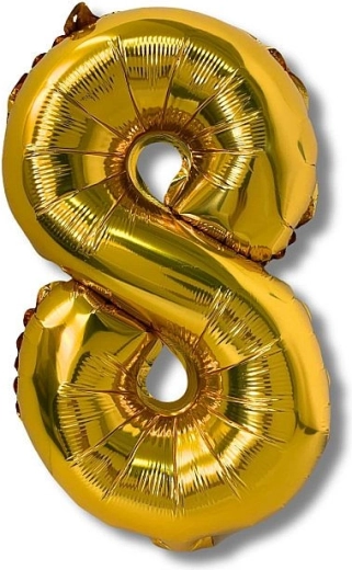 Folijski balon številka 8 zlati 40 cm