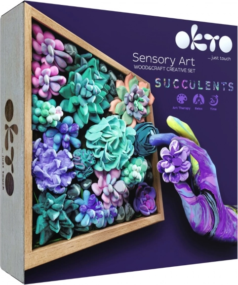 OKTO Tenderness likovni modelirni komplet – sukulente v lesenem okvirju 21 × 21 cm