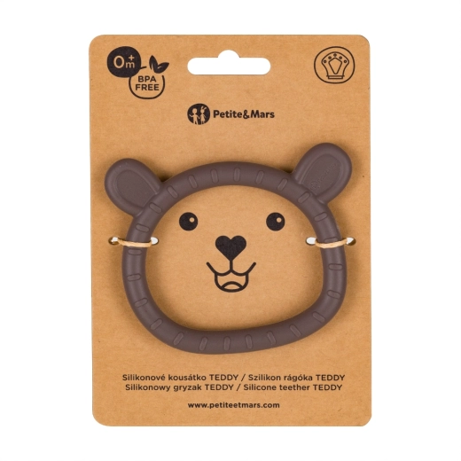 Petite&mars silikonsko grizalo Teddy bitter cocoa