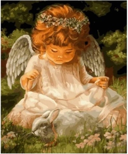 Norimpex Slikanje po številkah Sveti angel z zajčkom 40 × 50 cm