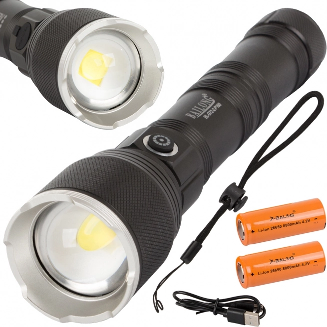 Vojaška taktična svetilka Bailong z LED Cree XHP160 in zoomom