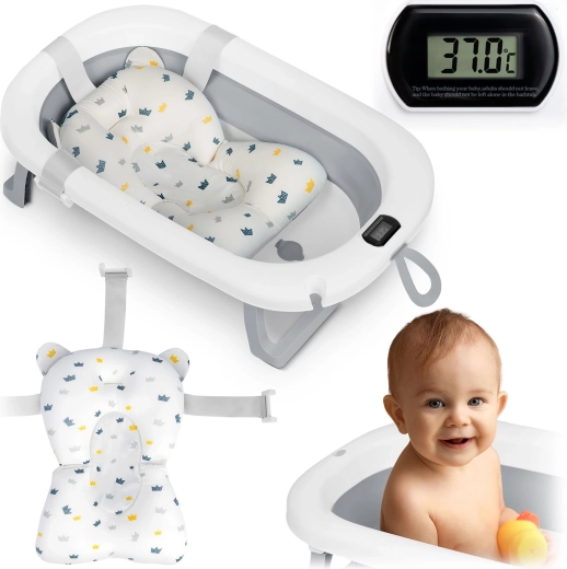 Ricokids Folding Baby Bath with Thermometer and Newborn Insert