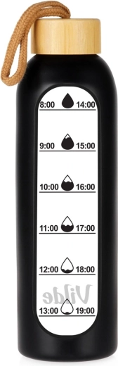 Vilde steklenica za vodo iz stekla s silikonskim ovitkom, črna 600 ml
