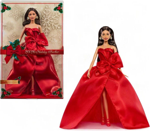 Mattel Barbie Signature božična zbirateljska lutka 2026 v rdeči obleki - 1 kos