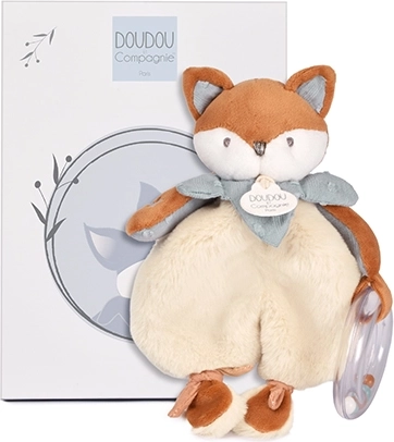 Doudou darilni set plišasta lisica Timo z ropotuljico 18 cm