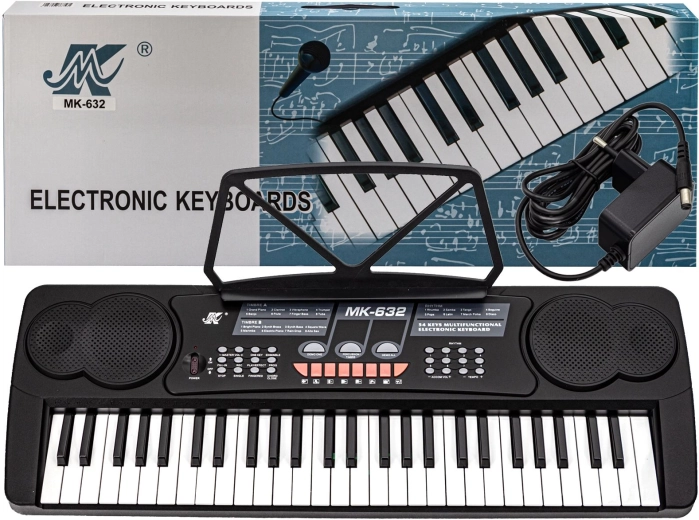 Otroške elektronske klaviature MK-632, 54 tipk z mikrofonom in napajalnim adapterjem