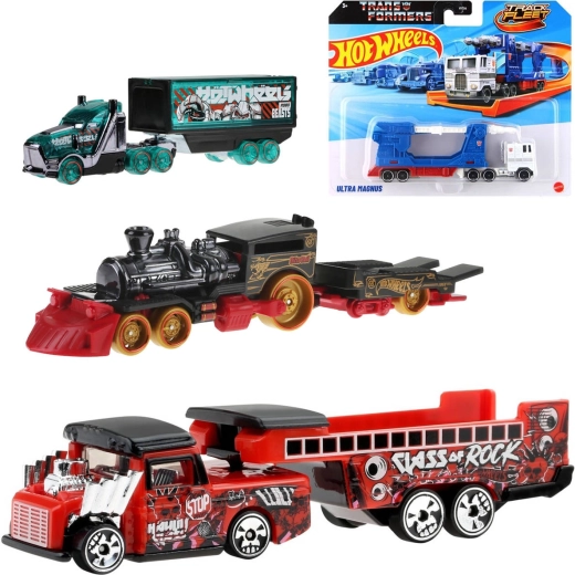 Mattel Hot Wheels Track Fleet vozilo s prikolico Transformers - 1 kos
