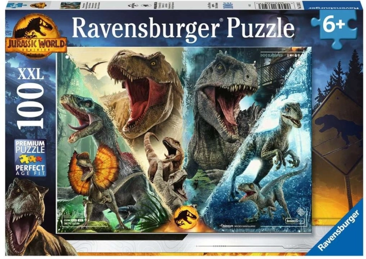 Ravensburger sestavljanka Jurski svet: Nadvlada – spremljanje vrst XXL 100 kosov