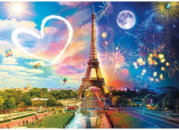 Diamond Painting – Eiffel Tower Night and Day, Paris 40 × 30 cm