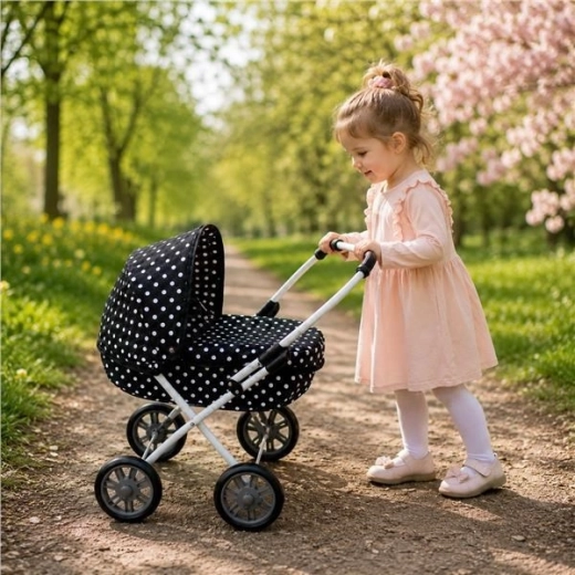 New Baby otroški voziček za punčke Anička črn