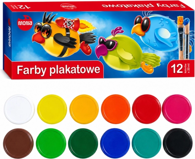 Šolske tempera barve MONA 12 barv 20 ml
