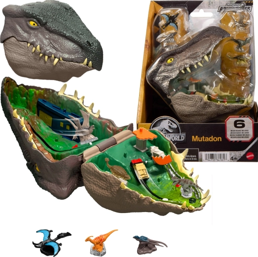 Kompaktni igralni set Jurassic World mikro dogodivščine Mutadon s 6 mikrofiguricami