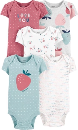 Carter's dekliški bodi s kratkimi rokavi Strawberry, 5 kosov, vel. 46