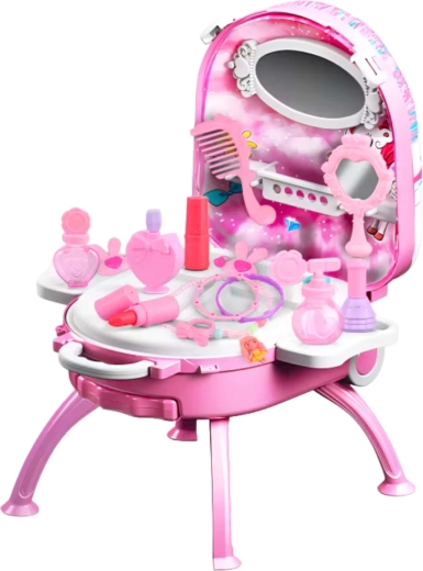 Kovček na kolesih, ki se spremeni v toaletno mizico