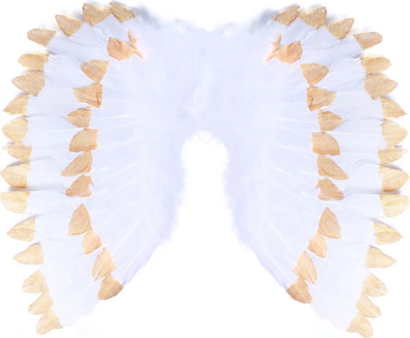 Angelska krila s perjem belo‑zlata