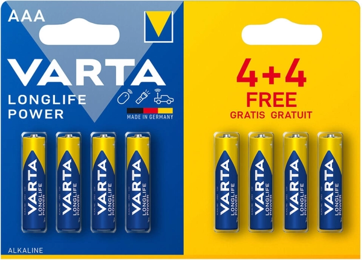 Alkalne baterije AAA LR03 1,5 V Longlife Power VARTA (8 kosov)