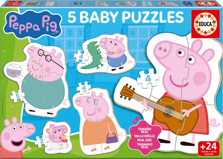 Otroški puzzle Prašiček PEPPA 5v1 (2–5 koščkov)