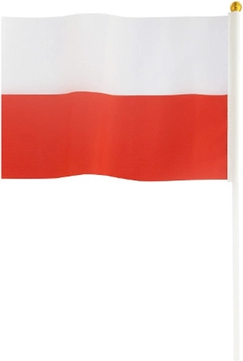 Poljska zastava na palici 14 × 21 cm - 1 kos