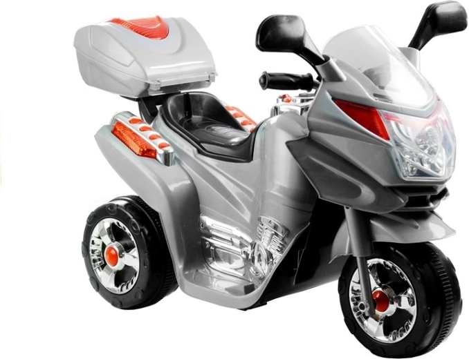Otroški električni trikolesni motocikel srebrne barve