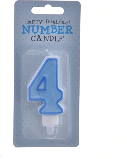Blue number 4 birthday cake candle (7 cm)