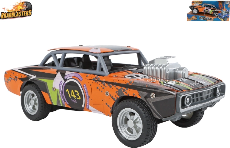 Roadblasters oranžen kovinski avtomobilček muscle car z vztrajnikom - 1 kos