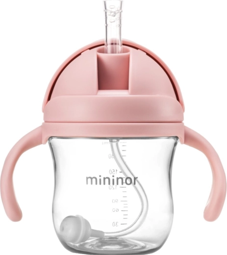 Mininor steklenička s slamico Tritan Rose 330 ml