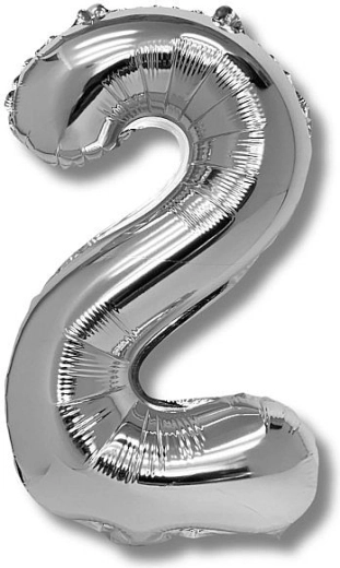Folijski balon številka 2, 40 cm, srebrn