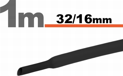 Črna skrčna cev 32,0/16,0 mm