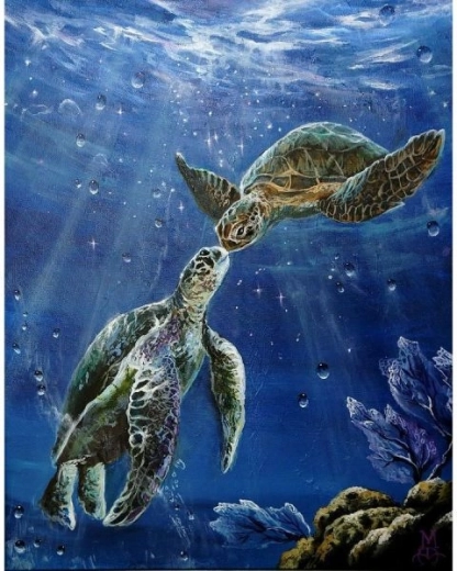 Diamantno vezenje (diamond painting) morske želve 30 × 40 cm