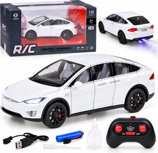 Tesla Model X RC-avtomobil na daljinsko upravljanje v merilu 1:22 z LED-osvetlitvijo in učinkom dima